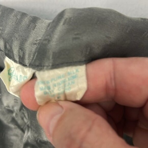 Galadriel Silk Slacks High Rise Swiss Dot Ankle Length Straight-Leg Grey Pants M - Picture 11 of 14